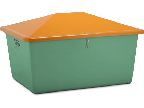 Grit container 1500 l, green/orange without chute