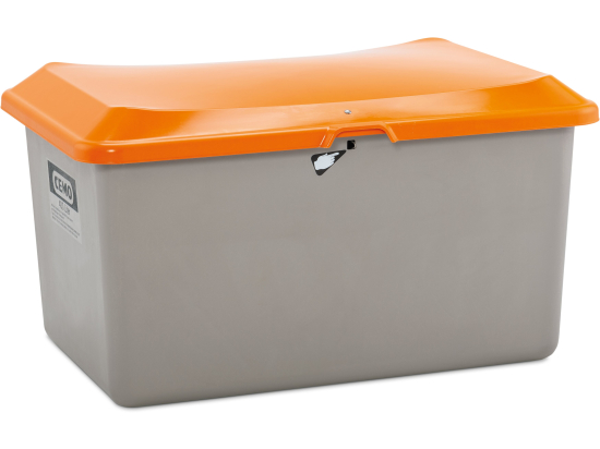Bac à sable Plus3 en PRV, 400 l, gris/orange, sans goulotte