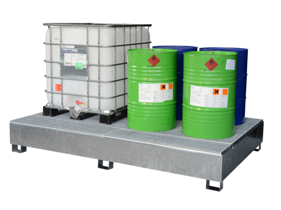 IBC bund, Type GS2a with filling area, 1000 l, galvanised