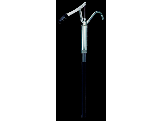 Steel drum-pump with spout for drums 60/200/220 l, Telescopic suction pipe 480-900 mm, pumping media: oil up to SAE 90, self-lubricating, non-abrasive media, undiluted antifreeze, heating oi