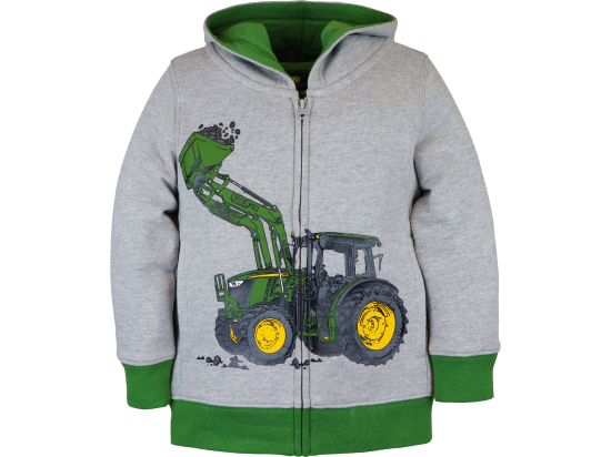 Fleece-Jacke für Kleinkinder mit Reißverschluss und Traktor mit Schaufel