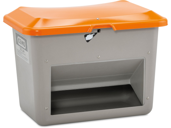 GRP Grit container Plus3, 200 l, grey/orange, with chute