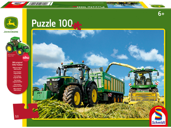 Puzzle + SIKU Tractor 'Tractor 7310R and Self-Propelled Foreage Harvester'