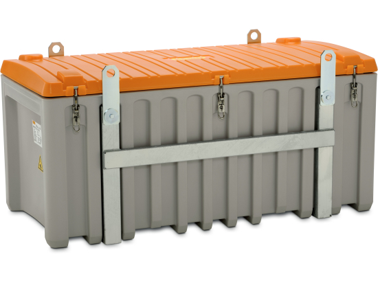 CEMbox 750 l, for use with cranes, grey/orange, with side door 50 x 45cm