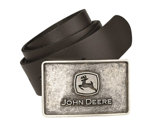 Leather Belt with Engraved Buckle
