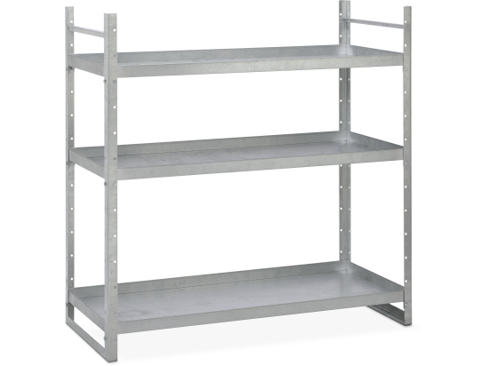 Etagère pour petits conteneurs pour dépôt de matières dangereuses en acier, 3 fonds de plateau, conception galvanisée, jusqu'à 4 niveaux de stockage réglables en hauteur, agrément StawaR