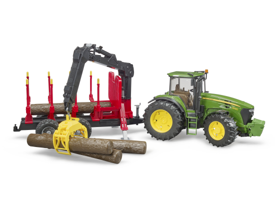 JD 7930 + HolztransportanhÃ¤nger, BaumstÃ¤mme