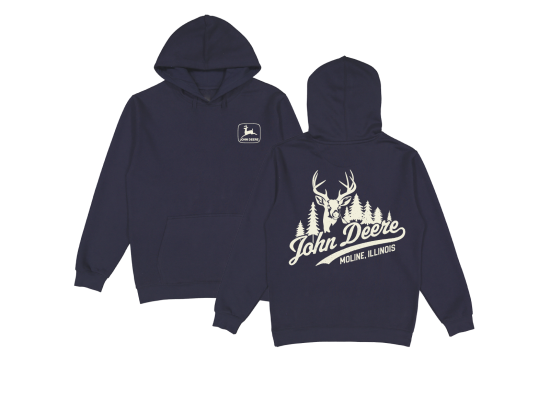 Felpa John Deere blu con cappuccio