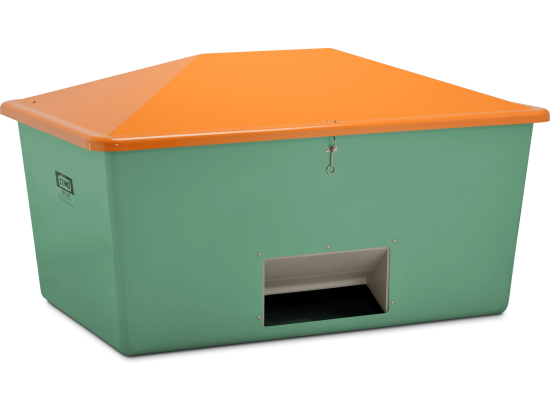 Streugutbehälter 2200 l, Grün/Orange mit Entnahme *****