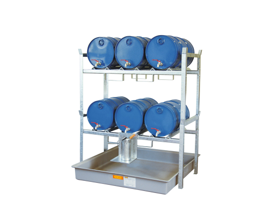 Scaffale per fusti tipo 800 w. drum**** supporti e vaschetta di raccolta