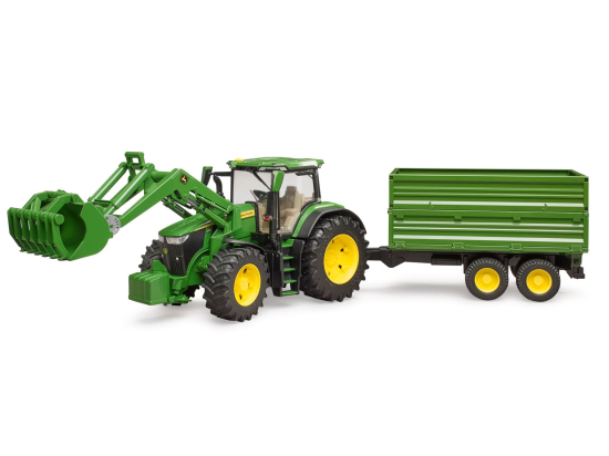 John Deere 7R 350 con caricatore frontale e rimorchio