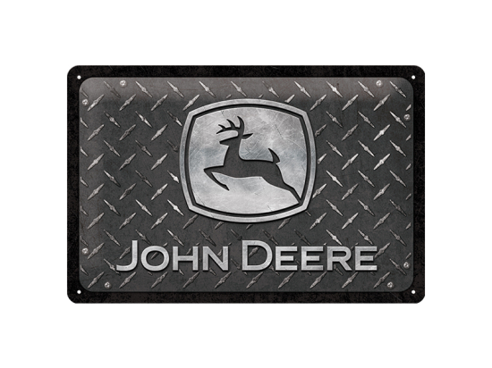 Plaque métallique « John Deere - Diamond Plate » de 20 x 30 cm