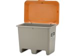 Contenitore in PRFV per graniglia Plus3, 200 l, grigio/arancione, senza scivolo, con aperture per carrelli elevatori