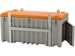 CEMbox 750 l, for use with cranes, grey/orange, with side door 50 x 45cm