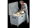 Waste battery container 400L with steel base, grey RAL 7036