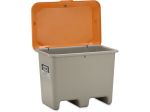 Contenitore in PRFV per graniglia Plus3, 200 l, grigio/arancione, senza scivolo, con aperture per carrelli elevatori