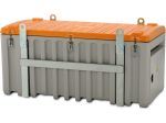 CEMbox 750 l, for use with cranes, grey/orange, with side door 50 x 45cm