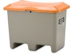 Contenitore in PRFV per graniglia Plus3, 200 l, grigio/arancione, senza scivolo, con aperture per carrelli elevatori