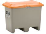 Contenitore in PRFV per graniglia Plus3, 200 l, grigio/arancione, senza scivolo, con aperture per carrelli elevatori