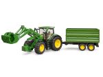 John Deere 7R 350 con caricatore frontale e rimorchio
