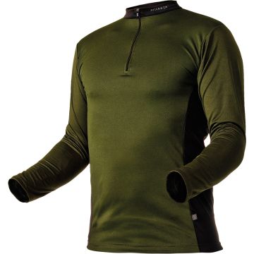 Shirt Zipp-Neck manches longues, couleur rouge/jaune PFA-104060