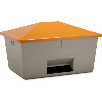 Grit box, with chute 1500 l, grey CEM-7438
