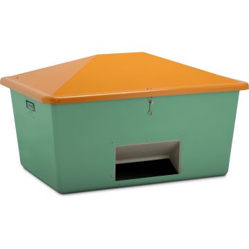 Contenitore per graniglia 1500 l, verde/arancione, con scivolo CEM-7444
