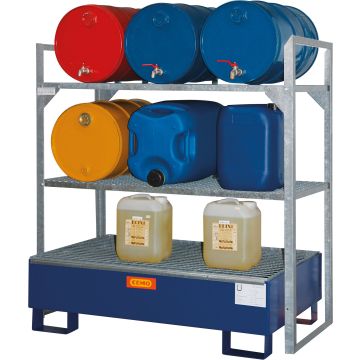 Drum rack type 360 with steel sump pallet SW2 with drum supports CEM-10253