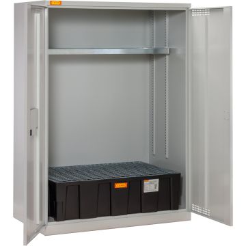 Fassschrank mit EURO-PE-Auffangwanne 250/2 und Stahlgitterrost CEM-11572