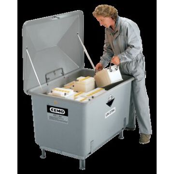 Waste battery container 400L with steel base, grey RAL 7036 CEM-3397