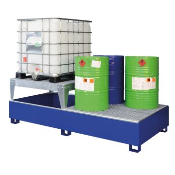 IBC bund made of steel, GS2 AB1, with 1 filling stand, painted, StawaR approval CEM-10853